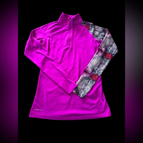 Nike Tops - Nike Pro Combat Shirt Womens Med Pink 1/4 Zip Fitted Dri Fit Therma Fit Pullover